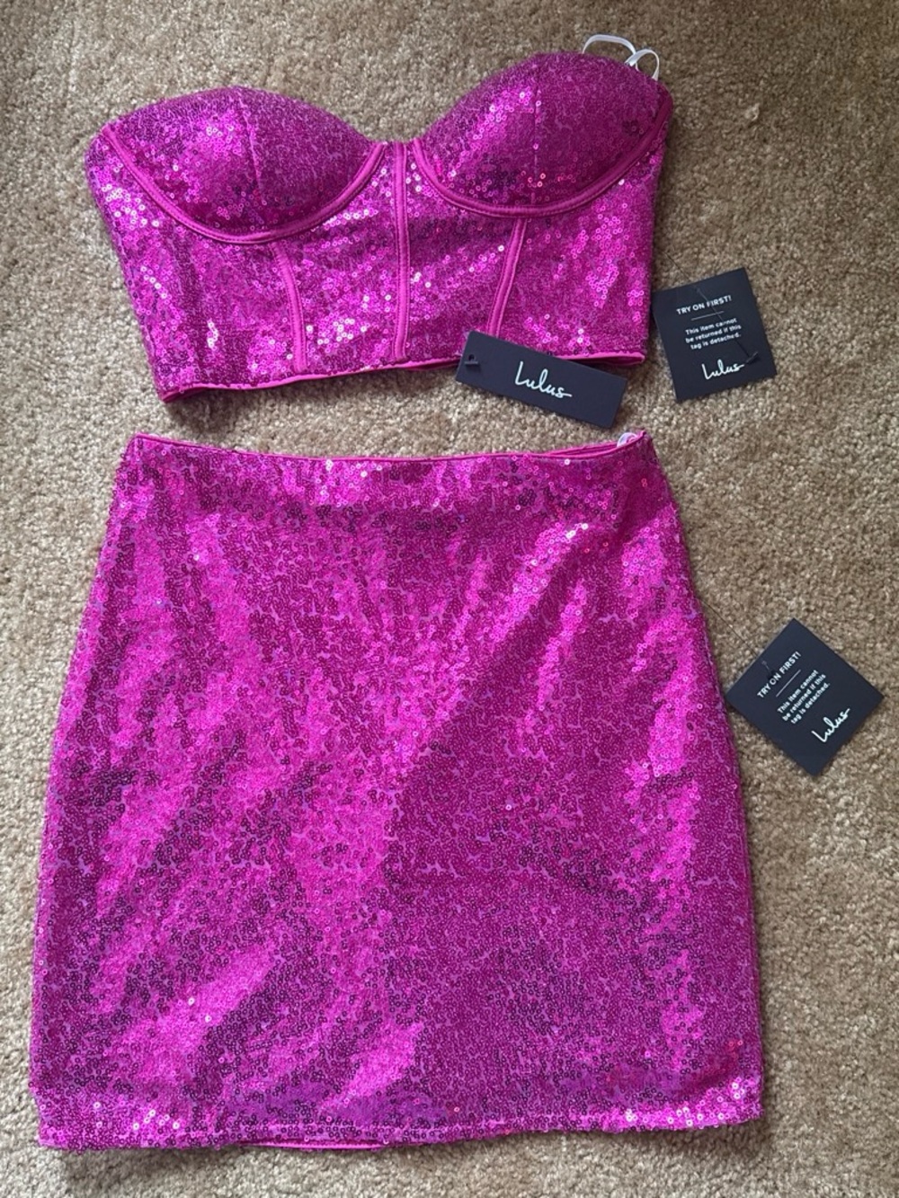 Lulu's Hot Pink Sequin Mini Skirt